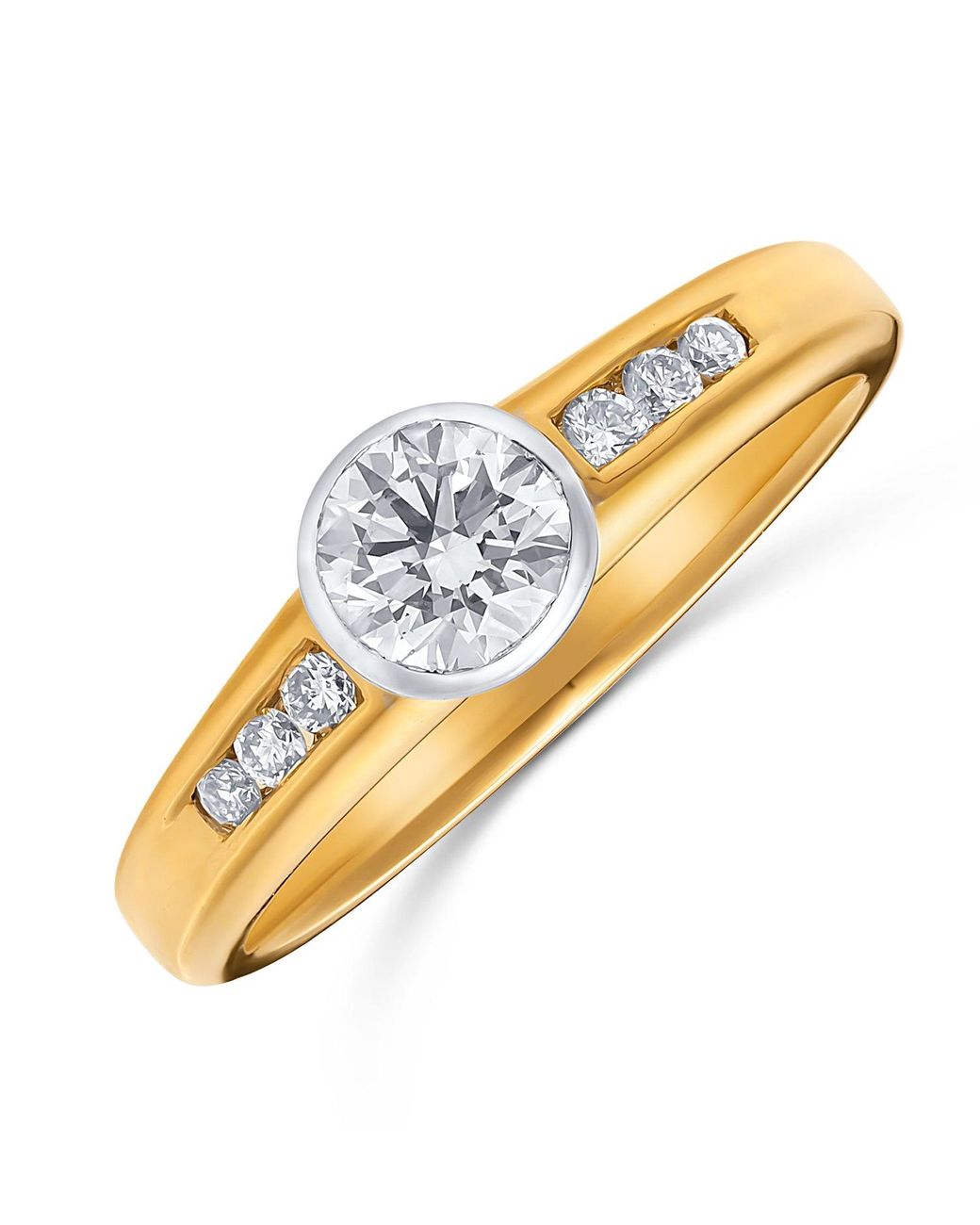 The Diamond Store Metallic 18K Ring Lab Diamond Set Rubover Mount (0.57Ct)