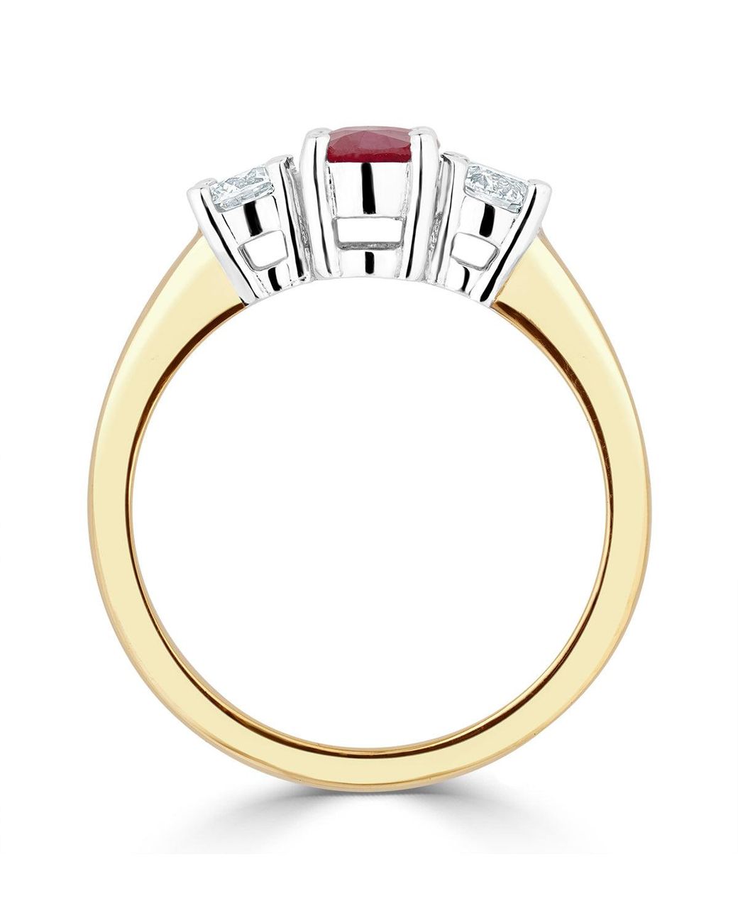 The Diamond Store Red Ruby 1.15Ct And Lab Diamonds G/Vs 0.50Ct 18K Ring
