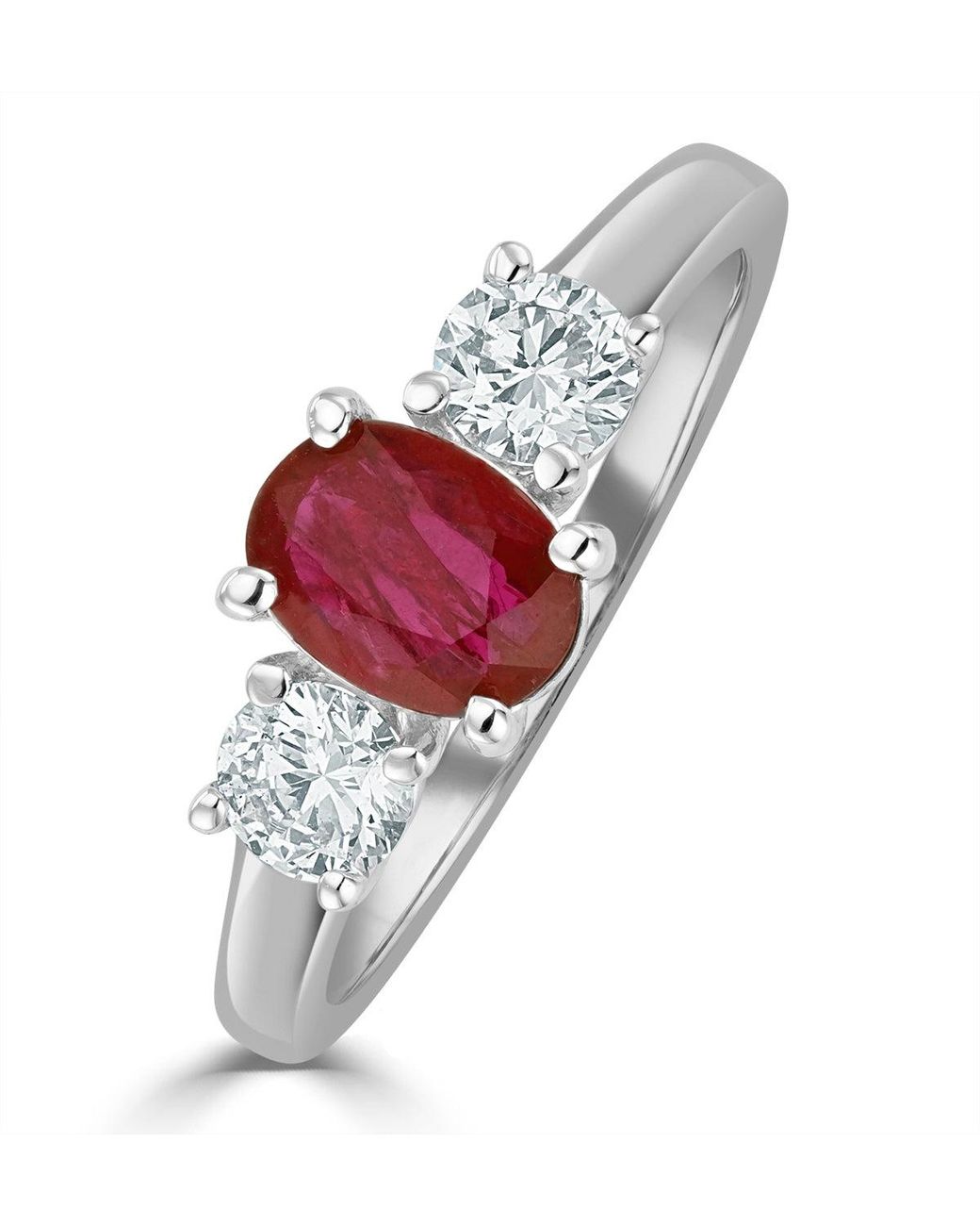 The Diamond Store Red 18K 0.50Ct Lab Diamonds G/Vs And 1.15Ct Ruby Ring