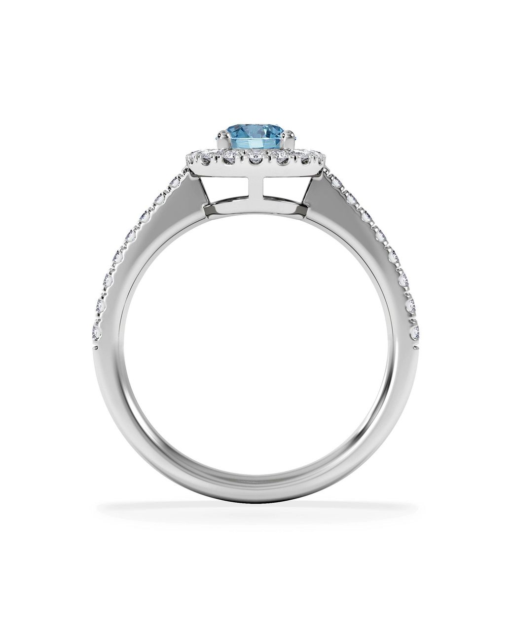 The Diamond Store Blue Halo Aquamarine 0.50Ct And Diamond 18K Ring