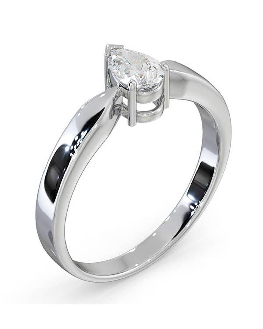The Diamond Store Metallic Certified Pear Shaped Diamond Engagement Ring 0.50Ct-H/Si