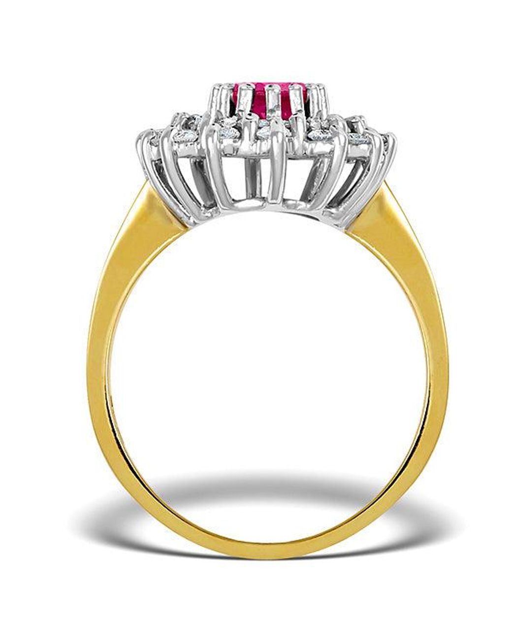 The Diamond Store White Ruby 7 X 5Mm And Diamond 18K Ring Fet36-T