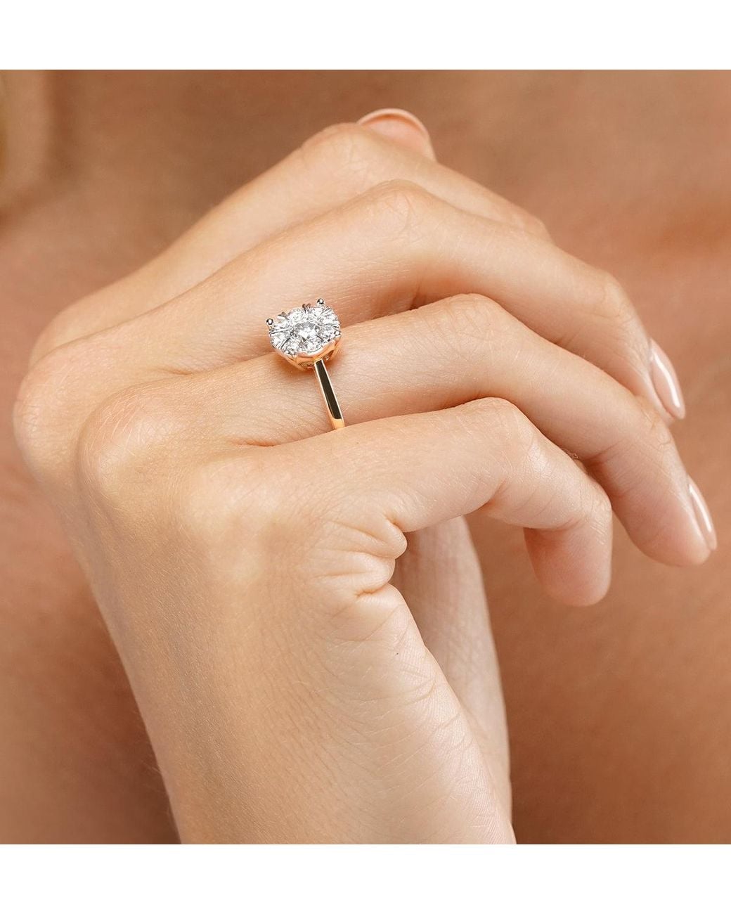 The Diamond Store Metallic 1 Carat Lab Diamond Cluster Solitaire Ring H/Si