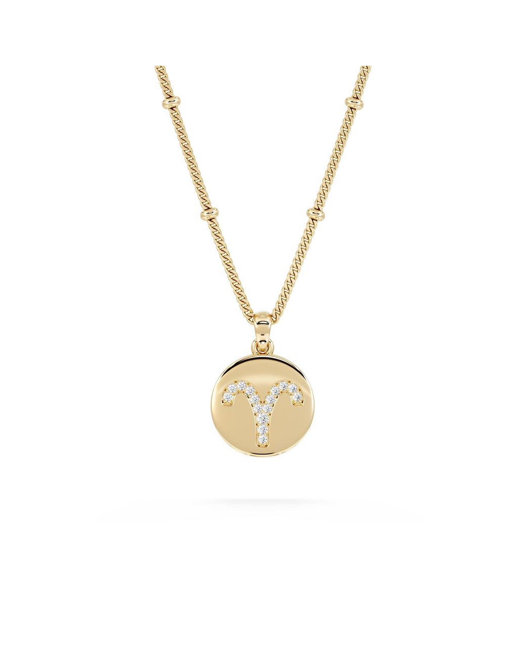 The Diamond Store Metallic Astrology Aries 0.07Ct Lab Grown Diamond Medallion Pendant Necklace