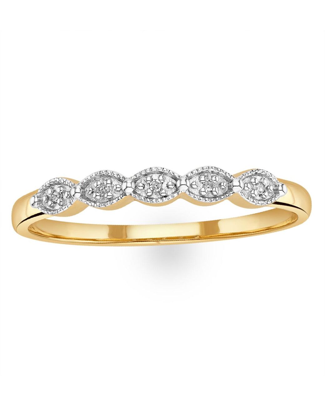 The Diamond Store Metallic Half Eternity Ring 0.02Ct Diamond 9K