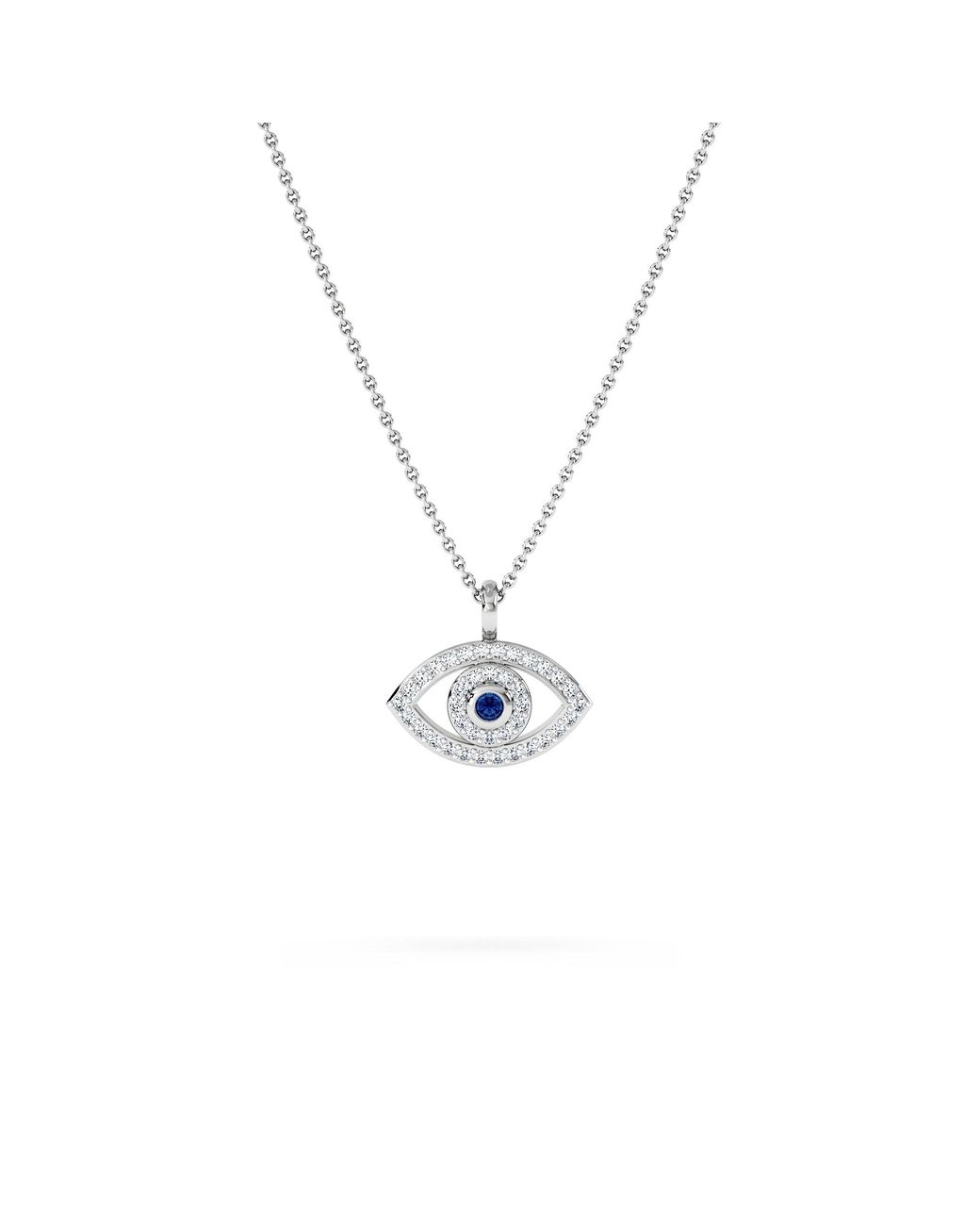 The Diamond Store Metallic Evil Eye 0.21Ct Sapphire And Lab Diamond Pendant Necklace