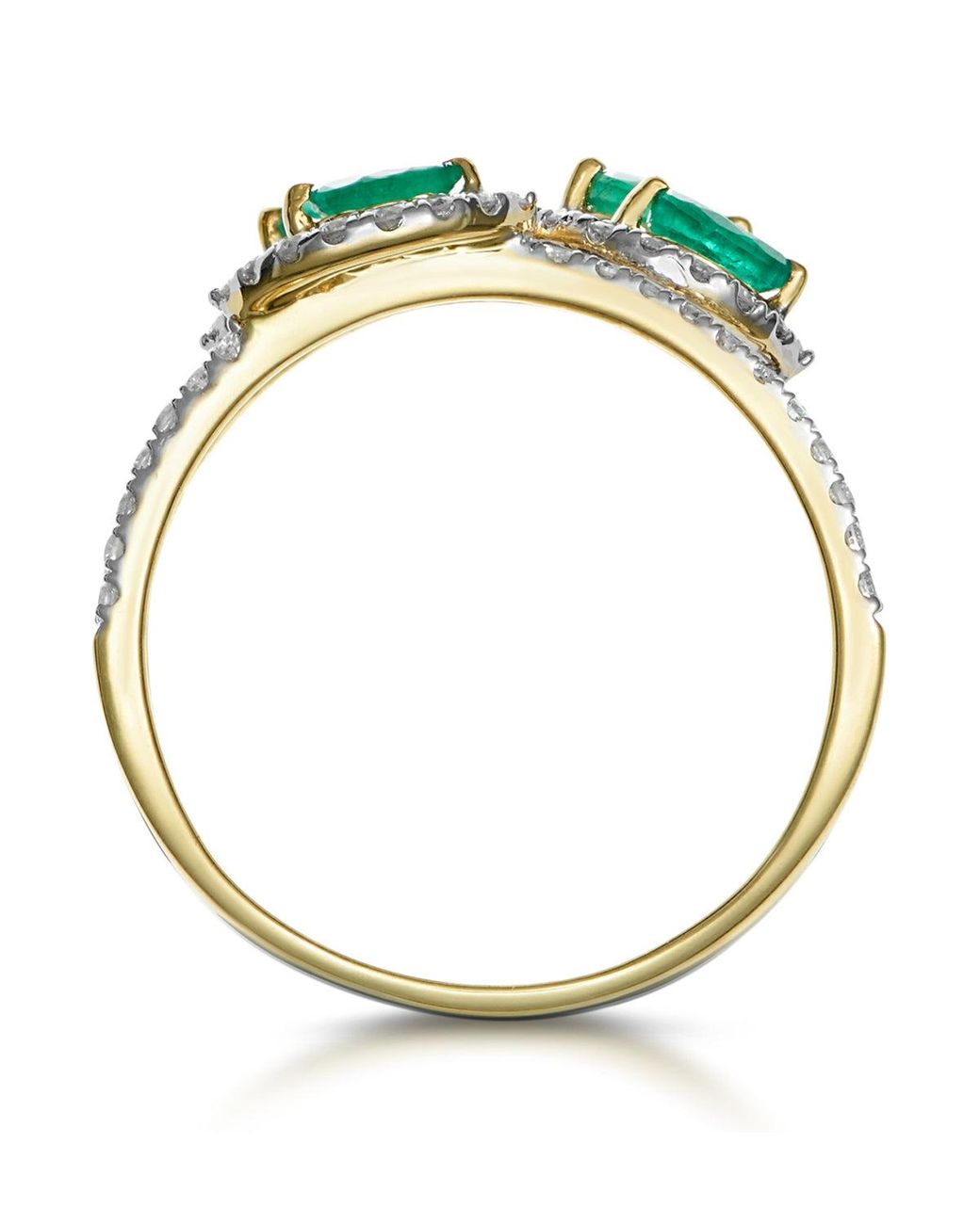 The Diamond Store Metallic Emerald And Diamond Halo Statement Ring 18K