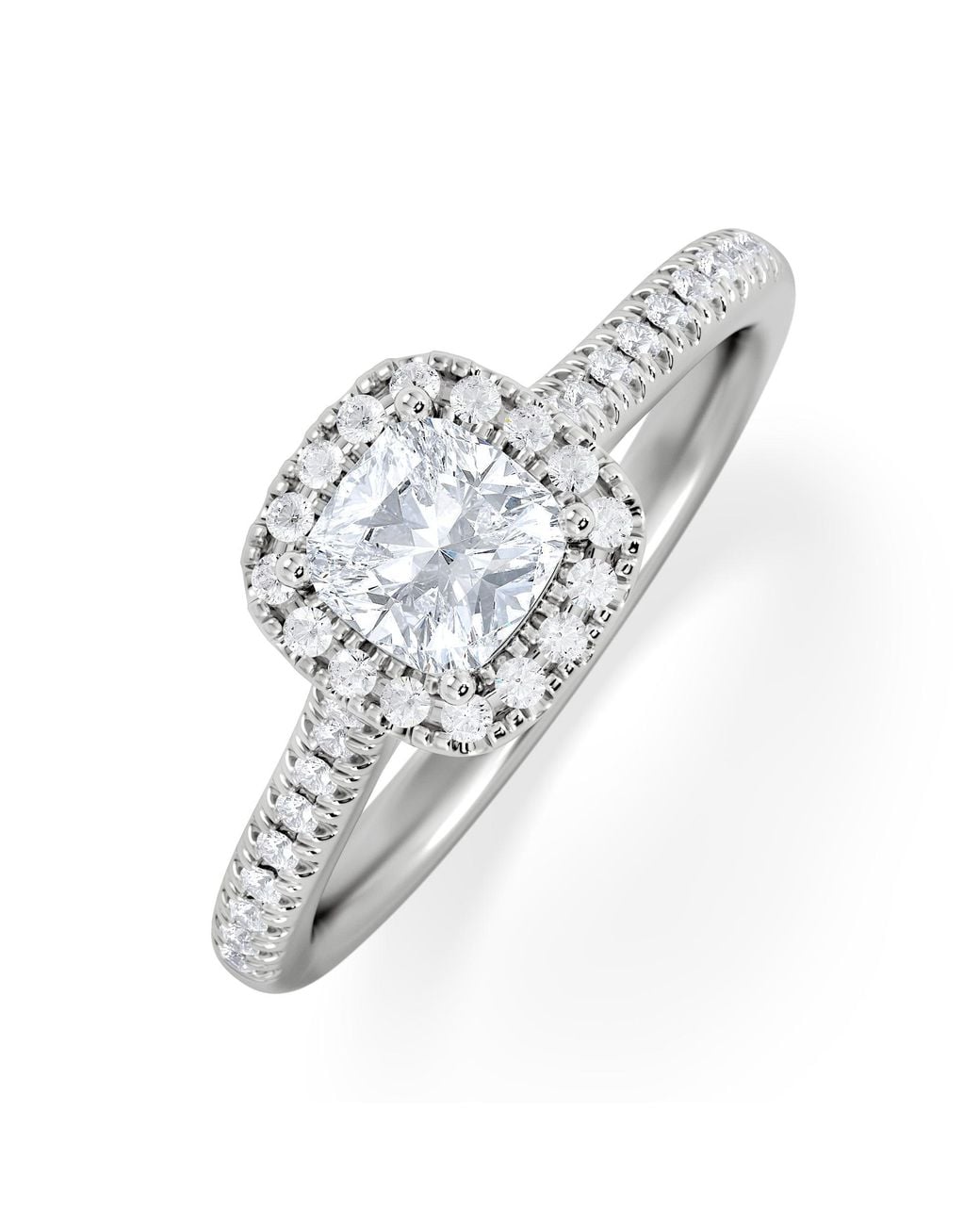 The Diamond Store White Lumia Cushion Cut Lab Diamond Halo Ring 0.70Ct F/Vs