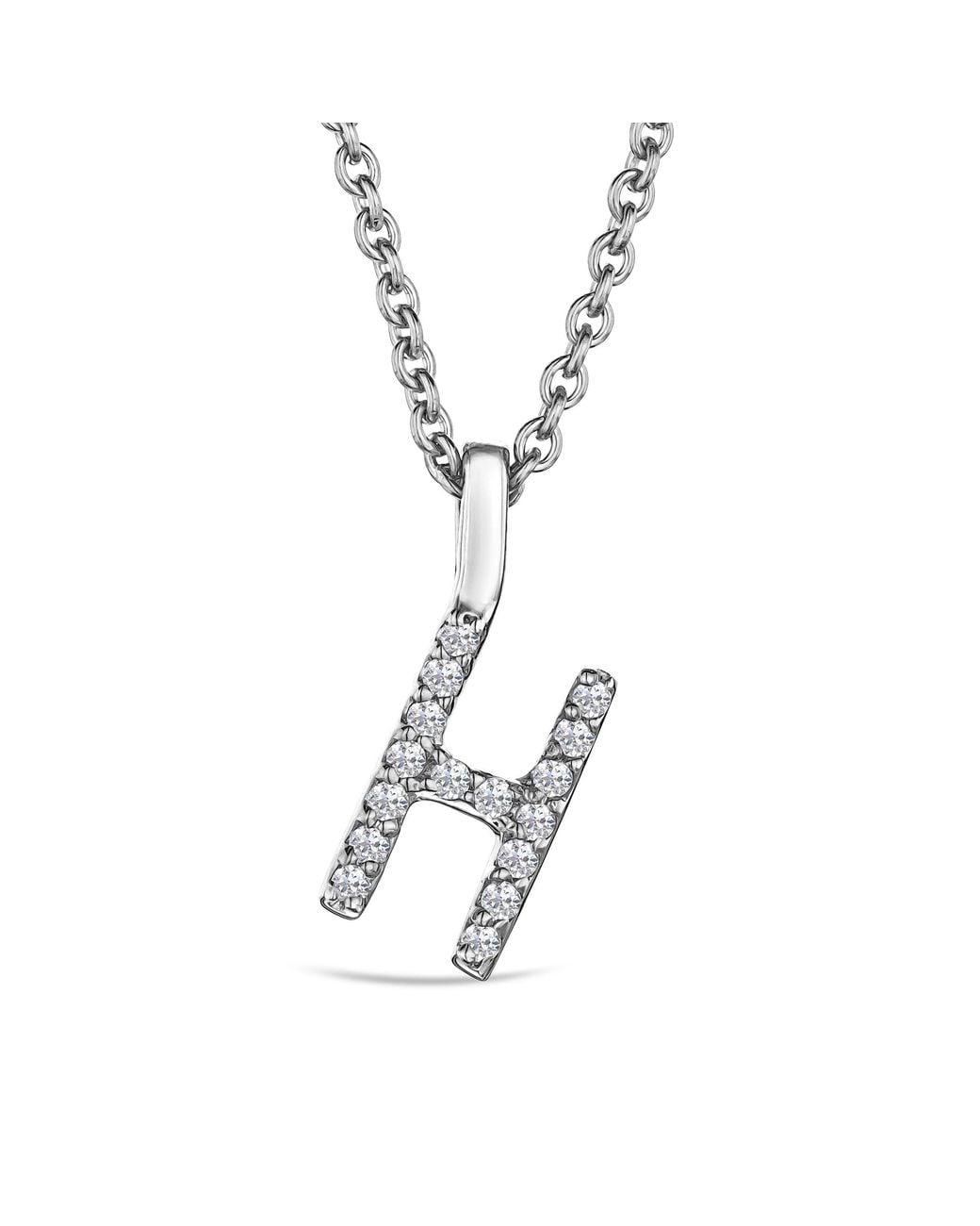 The Diamond Store Metallic Love Letter Initial H Lab Diamond Necklace Set