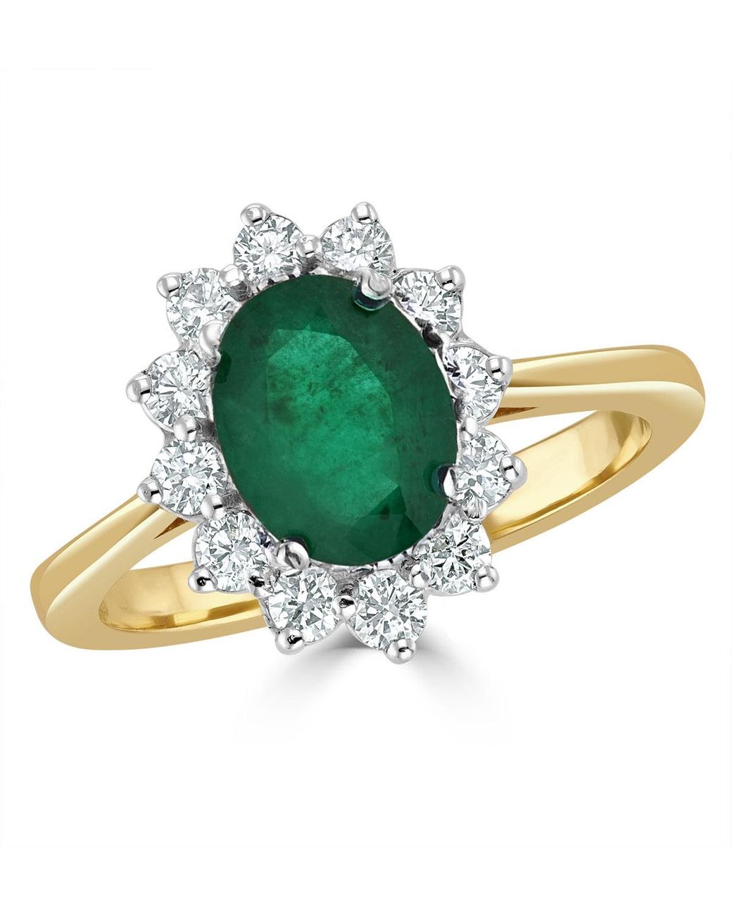The Diamond Store Green Emerald 1.15Ct And Diamond 0.50Ct 18K Ring
