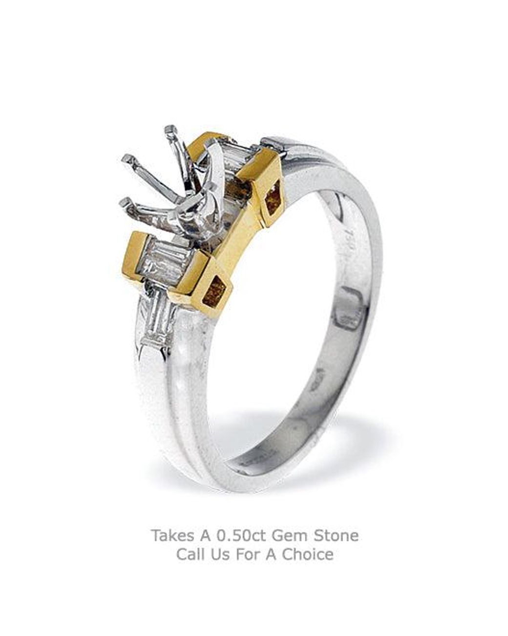 The Diamond Store Metallic 18K Ring Two Tone Lab Diamond Set Shank (0.98Ct)