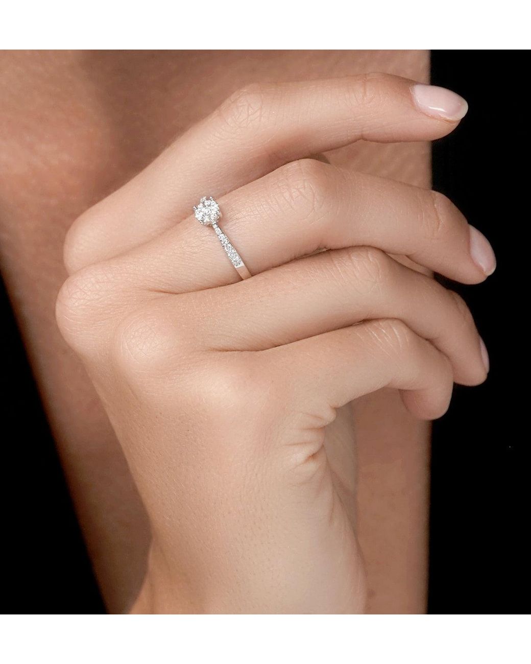 The Diamond Store White Masami Diamond Engagement Ring 0.20Ct Pave Set