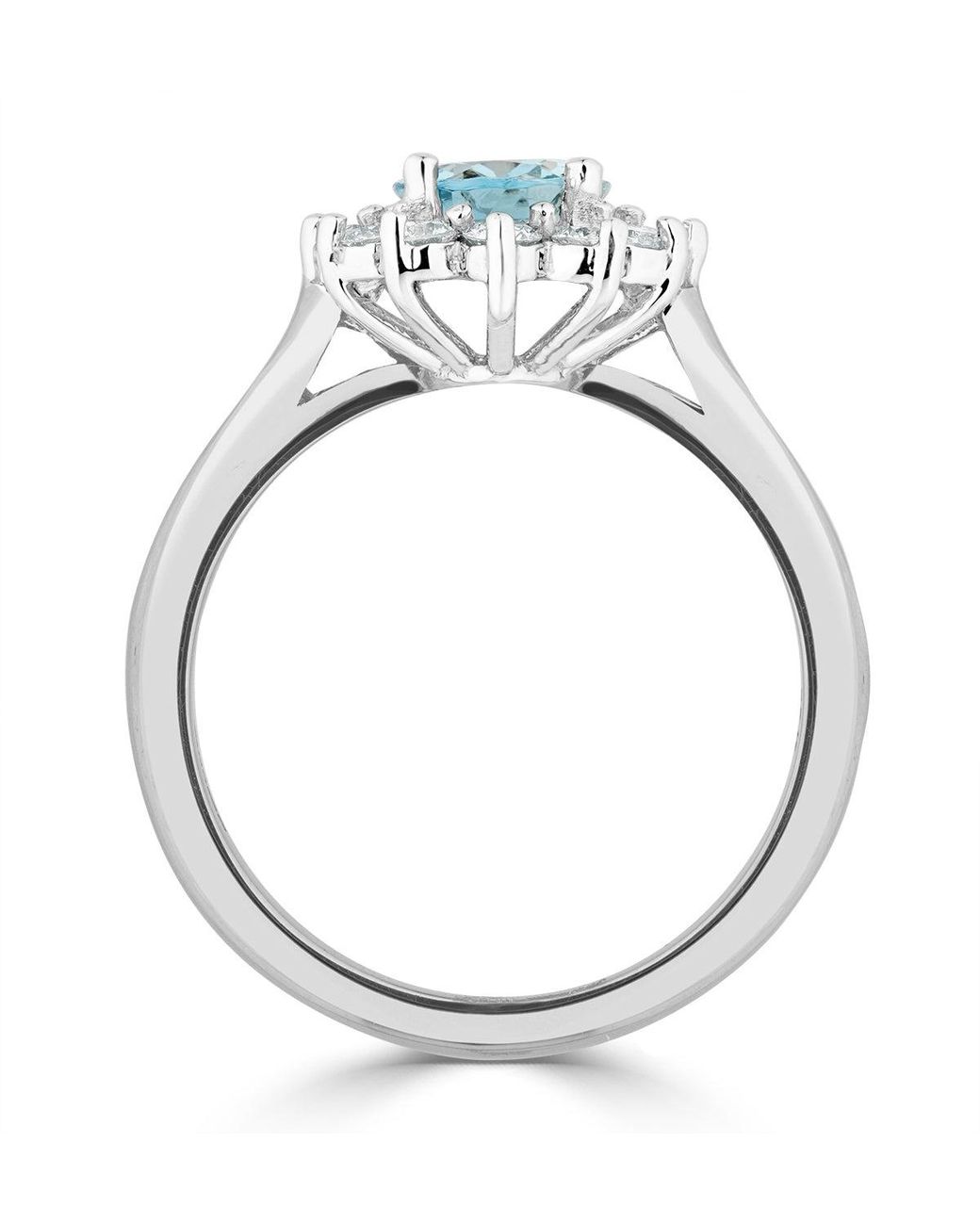 The Diamond Store Blue Aquamarine 1.10Ct And Diamond 0.50Ct 18K Ring