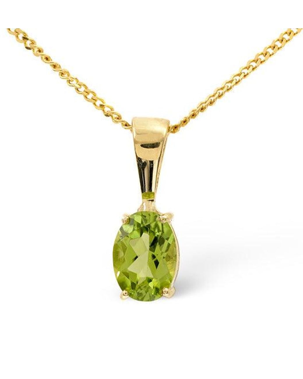 The Diamond Store Yellow Peridot 7 X 5Mm 9K Pendant Necklace