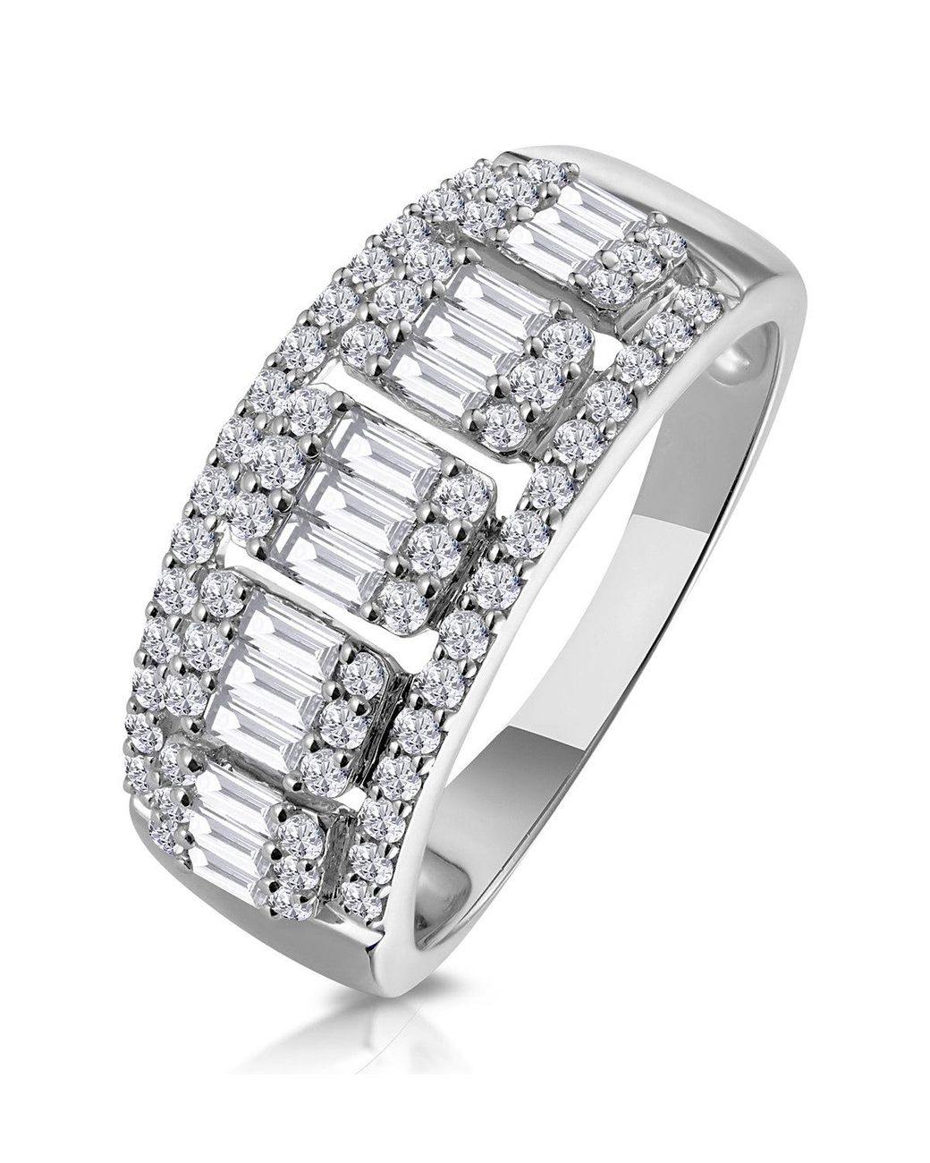 The Diamond Store Metallic 0.85Ct Diamond Asteria Baguette Eternity Ring