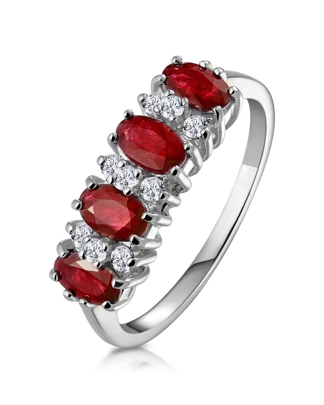 The Diamond Store Red Ruby 1.12Ct And Diamond 9K Ring