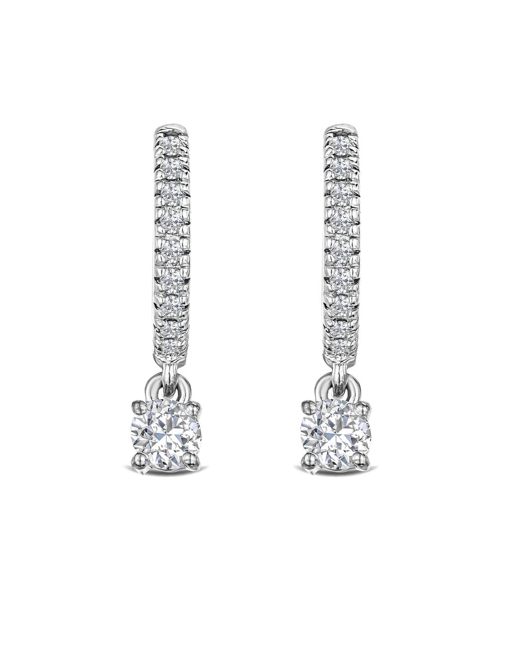 The Diamond Store White Stellato Huggie Drop Lab Diamond Earrings 0.50Ct