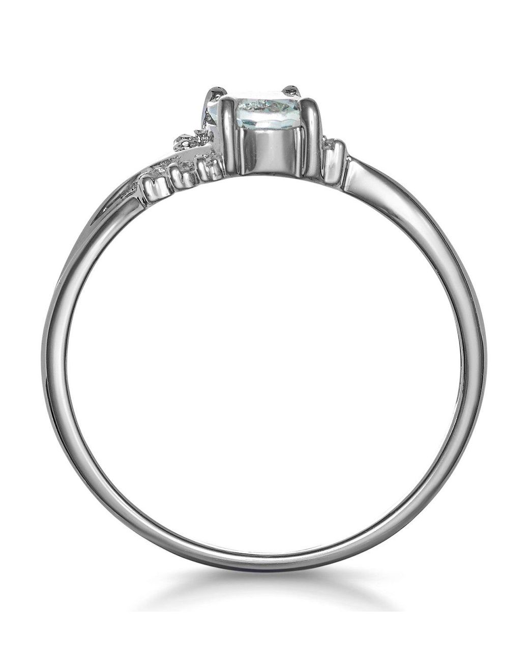 The Diamond Store Blue Aquamarine 0.70Ct And Diamond 18K Ring N4442