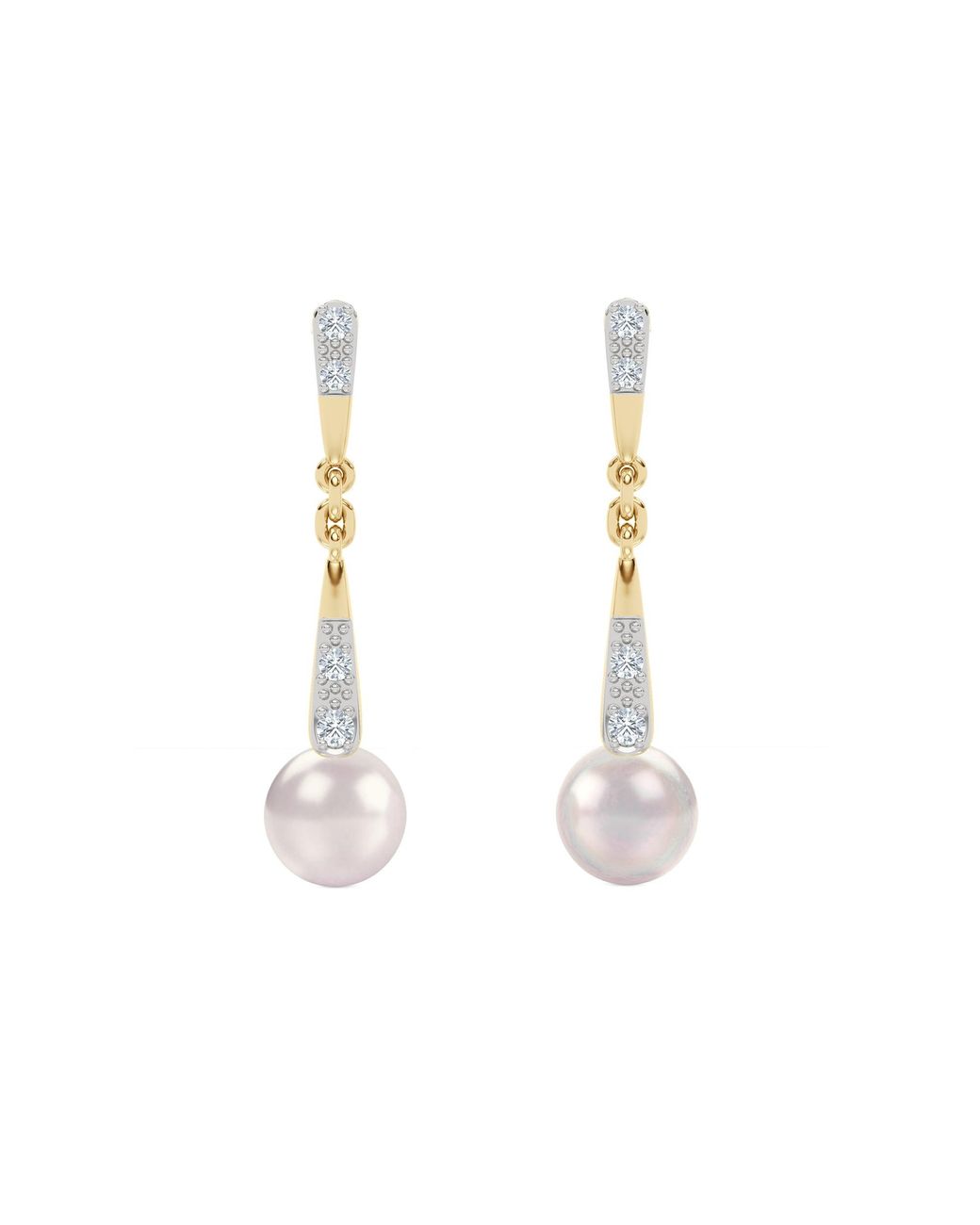 The Diamond Store Metallic Eden 6.5Mm Round Pearl And Lab Diamond Drop Earrings