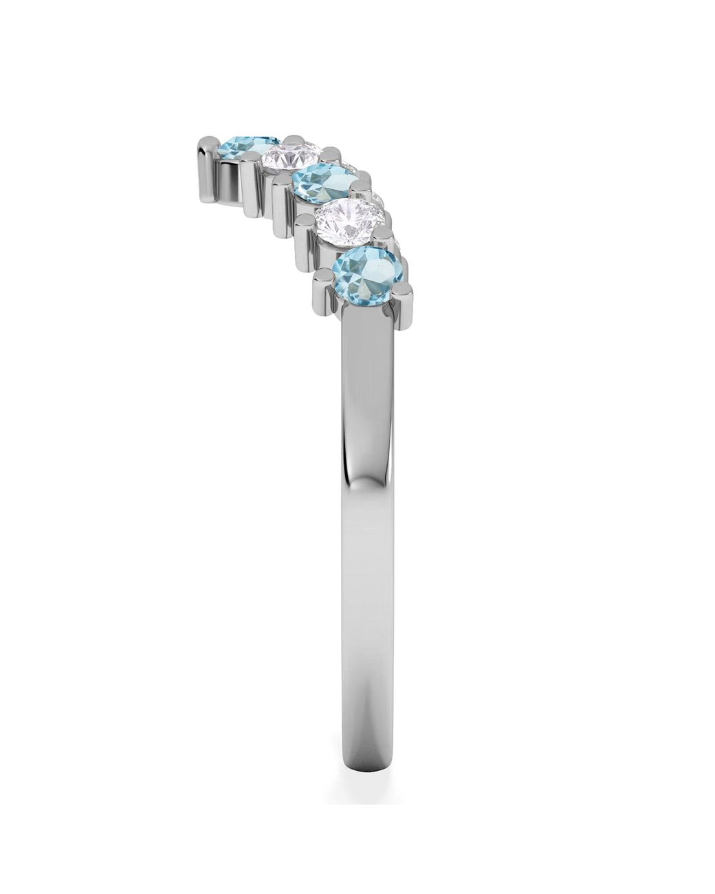 The Diamond Store Blue Starlit Topaz And Lab Diamond Wishbone Ring