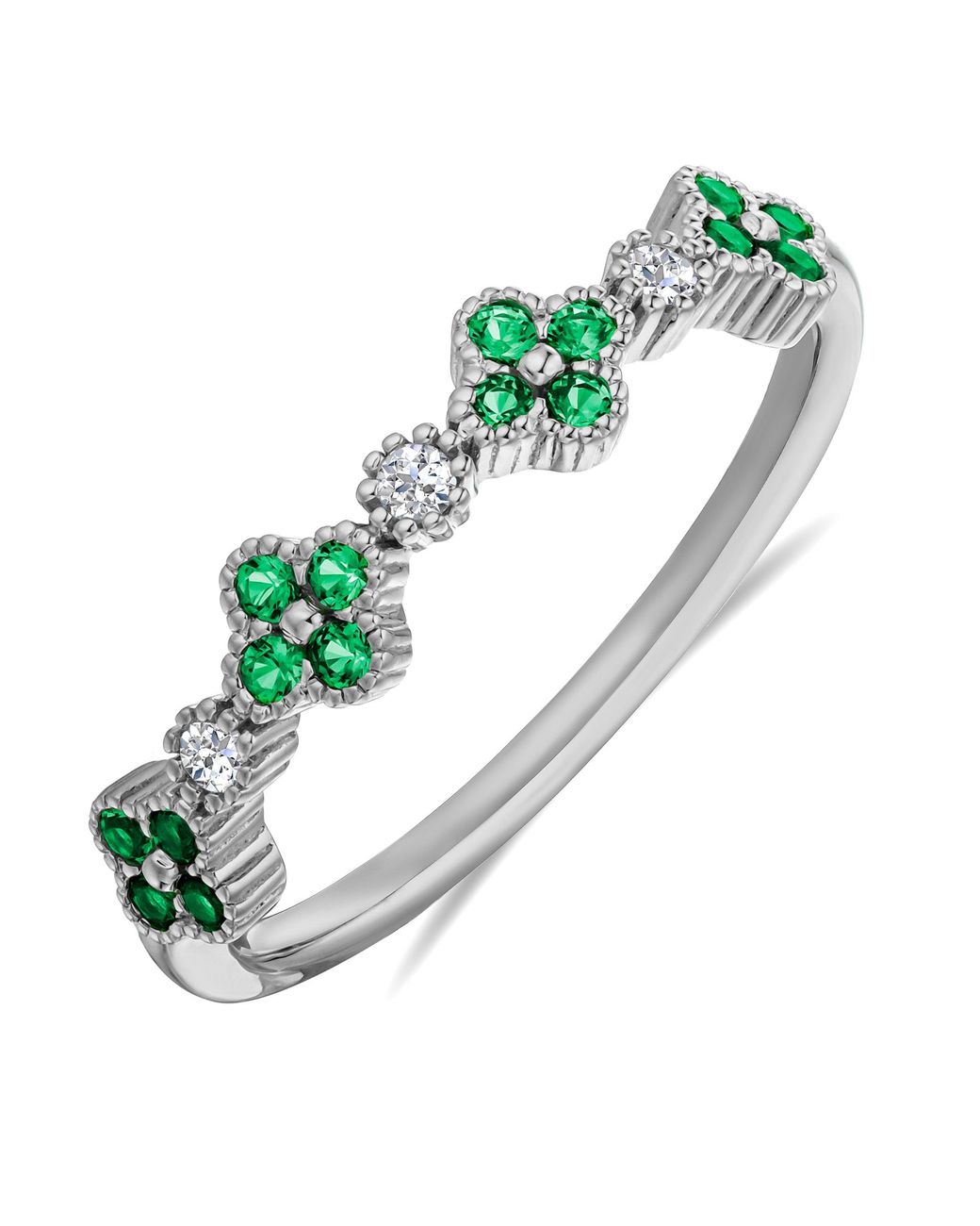 The Diamond Store Green Alegria 0.18Ct Lab Emerald 4 Clover Ring