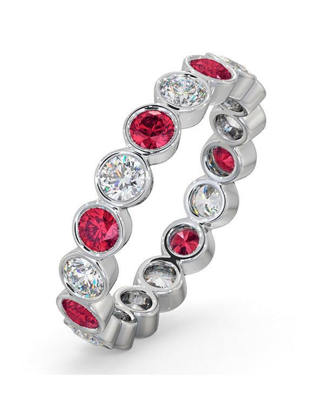 The Diamond Store White Ruby 1.50Ct And G/Vs Diamond 18Kw Eternity Ring