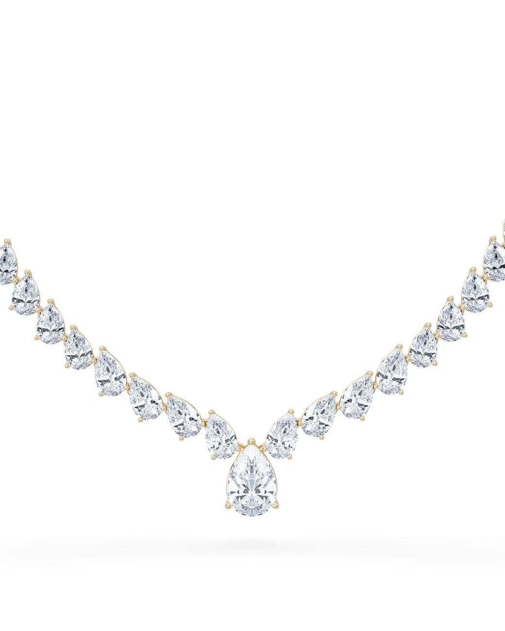 The Diamond Store Metallic Luxe 32.00Ct Lab Diamond Necklace With 3.00Ct Igi Certified Pear-Cut Centre