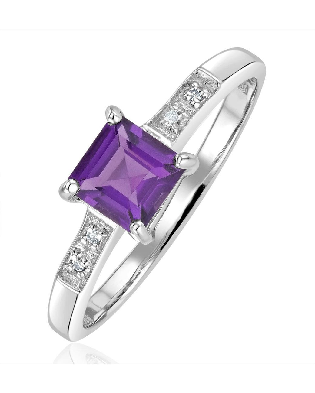 The Diamond Store Purple Amethyst 0.63Ct And Diamond 9K Ring