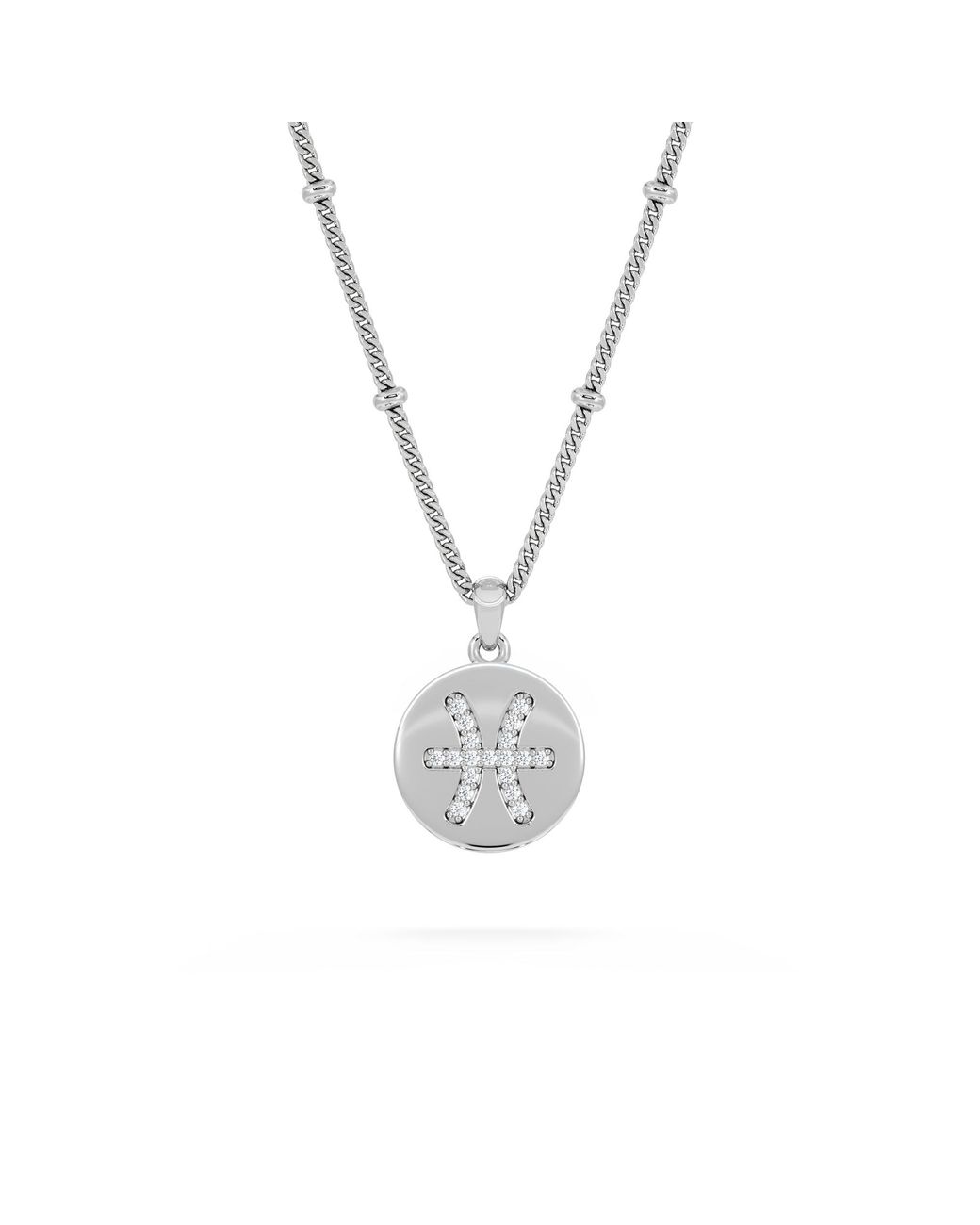 The Diamond Store Metallic Astrology Pisces 0.07Ct Lab Grown Diamond Medallion Pendant Necklace