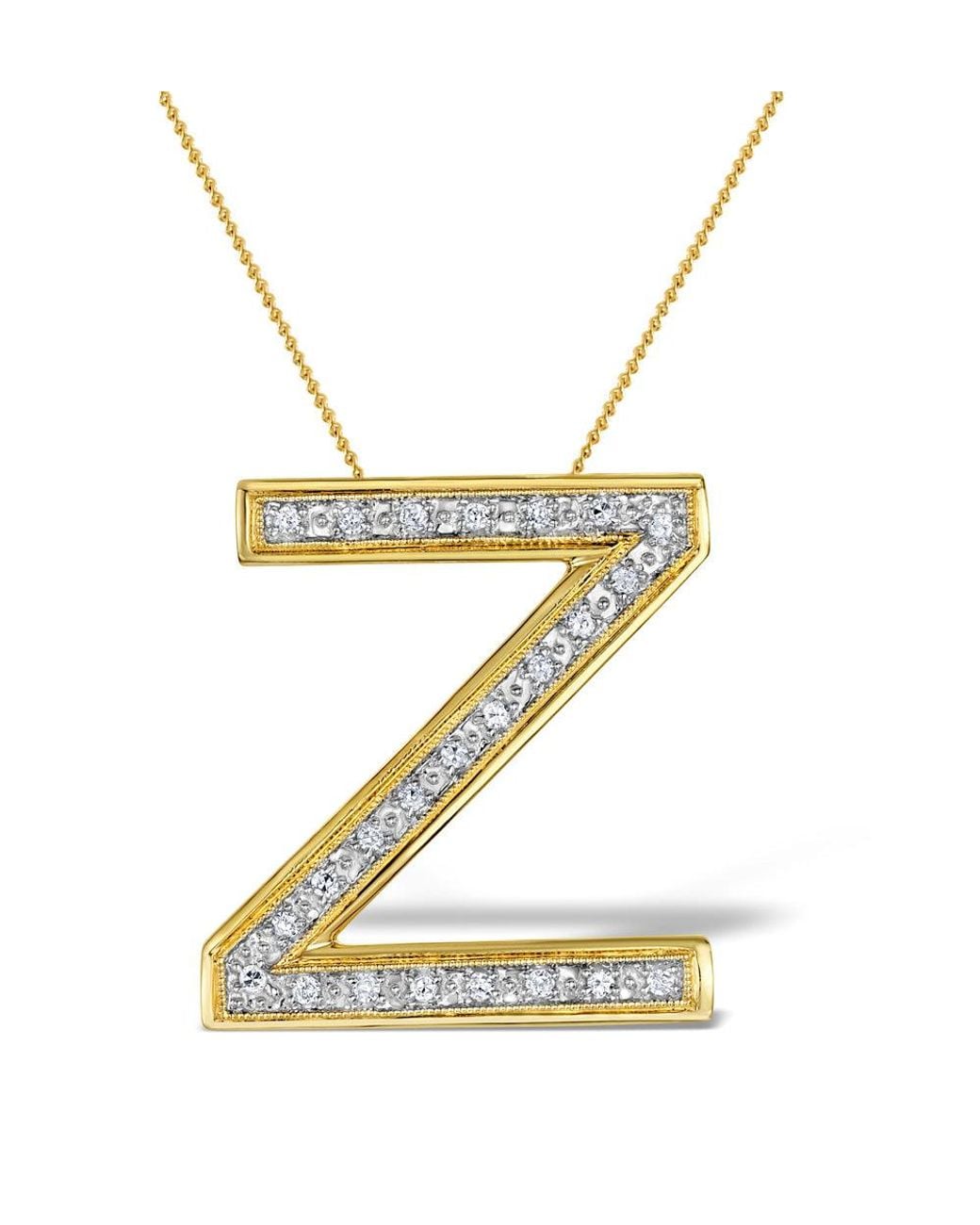 The Diamond Store Yellow Diamond 0.15Ct 9K Initial Pendant