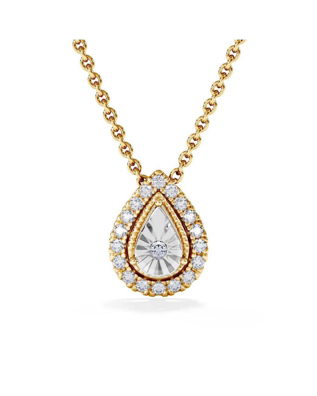 The Diamond Store Metallic 0.1 Ct Masami Lab Diamond Pear Halo Necklace