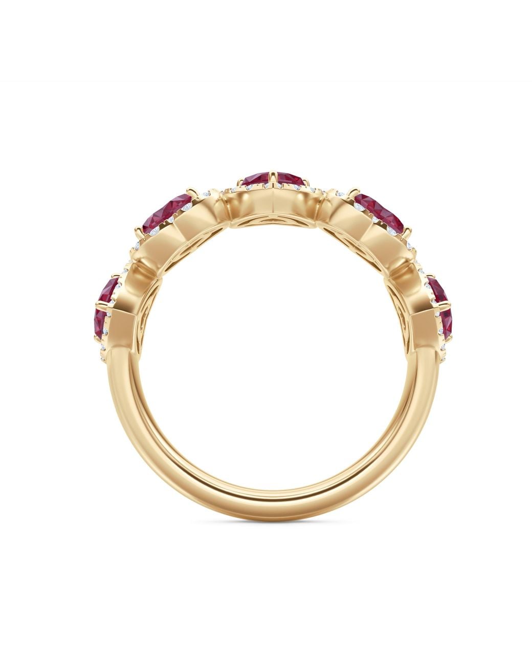 The Diamond Store Pink Chérie 1.80Ct Heart Cut Lab Ruby And Lab Diamond Halo Ring