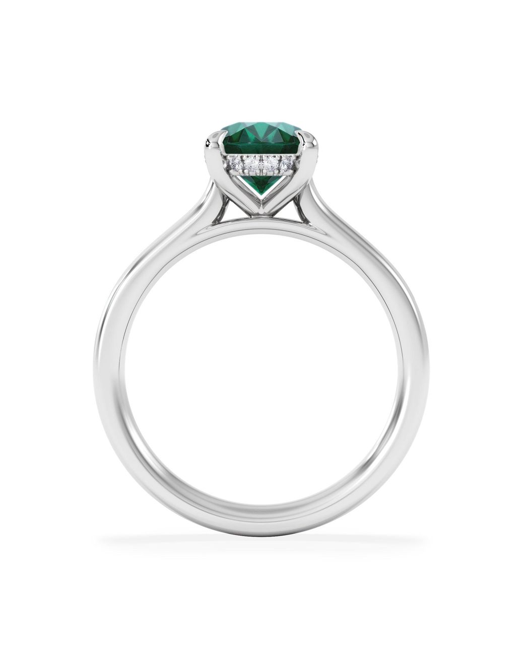 The Diamond Store Green Amora Gem 2.00Ct Oval Cut Lab Emerald Hidden Halo Engagement Ring