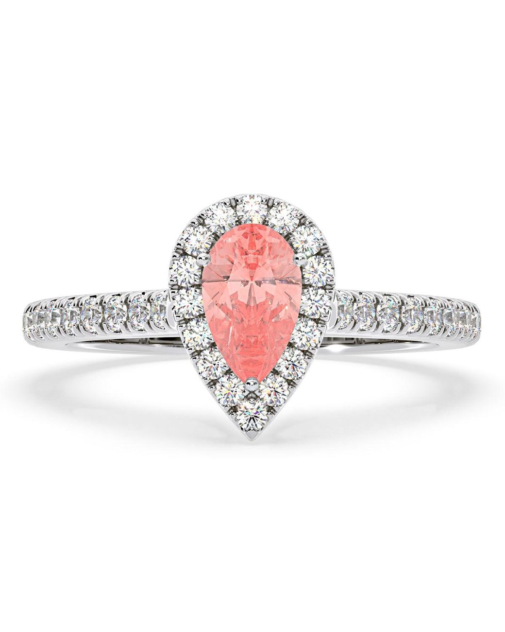 The Diamond Store White Diana Lab Diamond Pear Halo Ring 1.00Ct