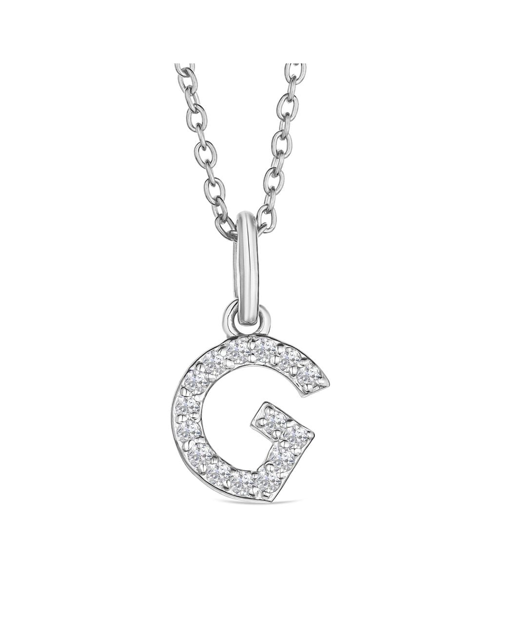The Diamond Store Metallic Love Letter Initial G Lab Diamond Necklace Set