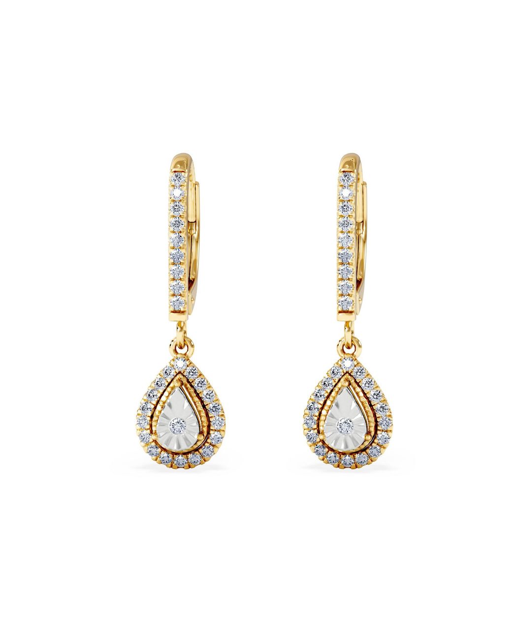 The Diamond Store Metallic Masami Diamond Pear Halo Earrings 0.20Ct Pave Set