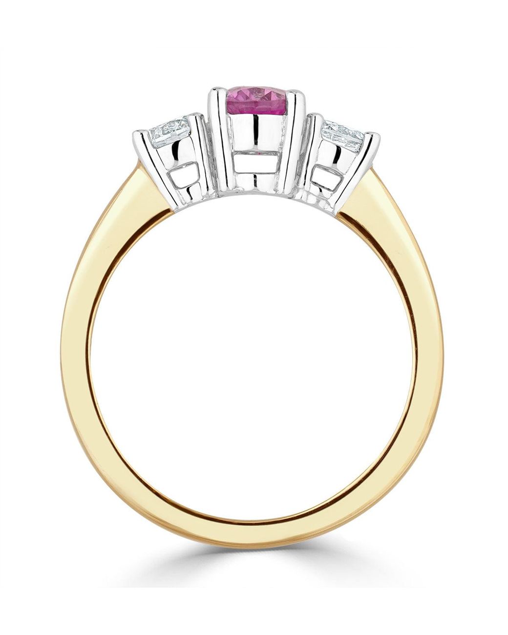 The Diamond Store Pink 18K 0.50Ct H/Si Lab Diamonds G/Vs And 1.00Ct Sapphire Ring