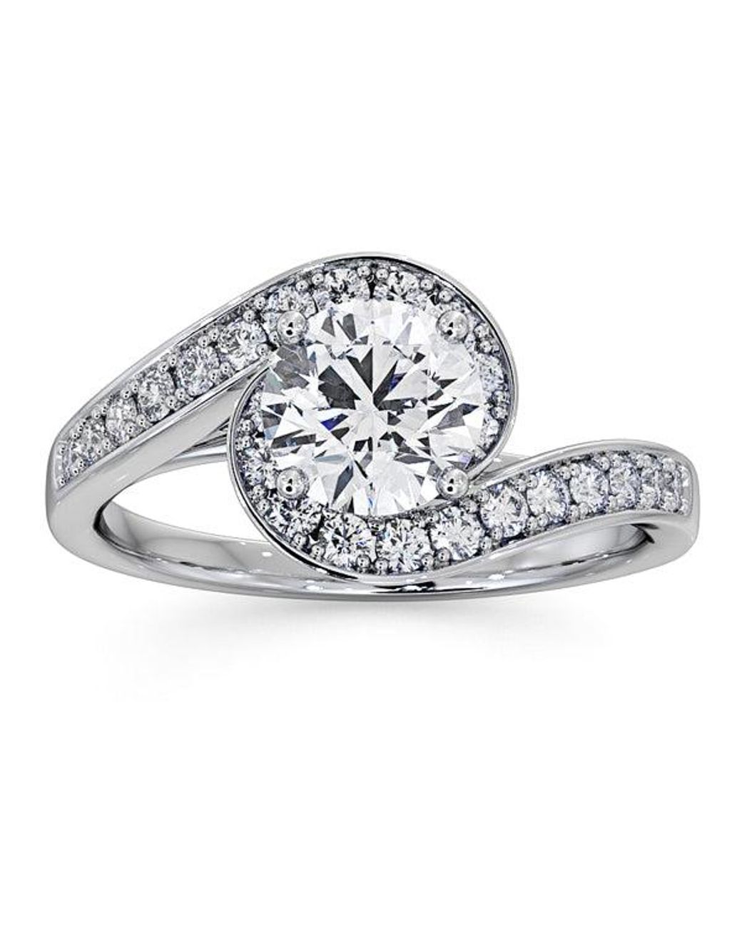 The Diamond Store Metallic Anais Gia Diamond Engagement Halo Ring 1.38Ct G/Vs2