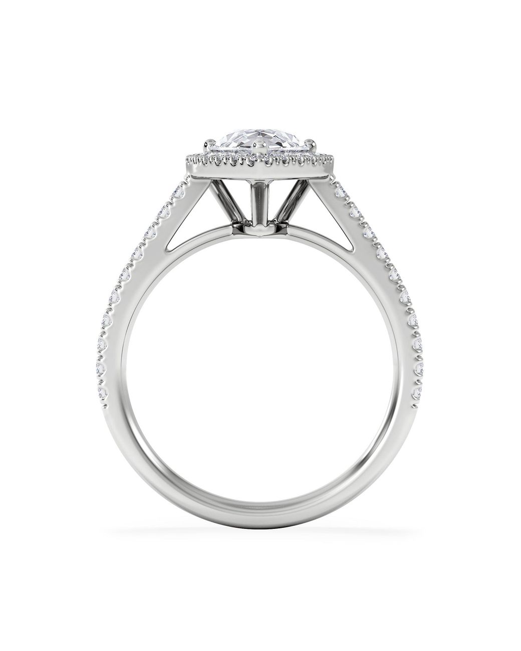 The Diamond Store White Diana Lab Diamond Pear Halo Engagement Ring 18Kw 2.10Ct F/Vs1