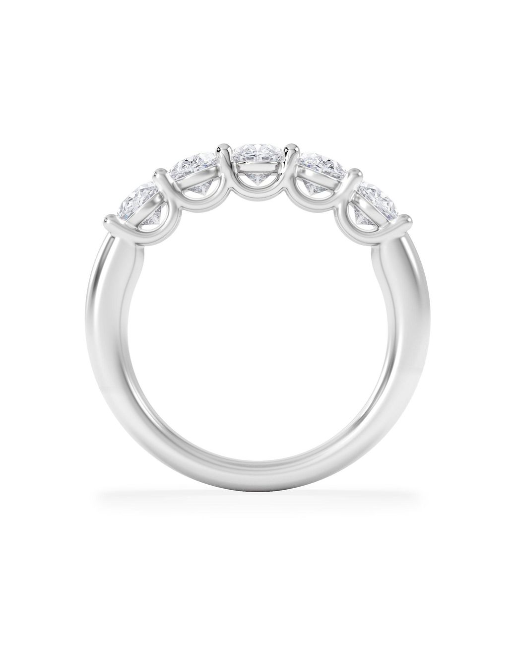 The Diamond Store White Lab Diamond 5 Stone Oval 2.00Ct Total Platinum Ring