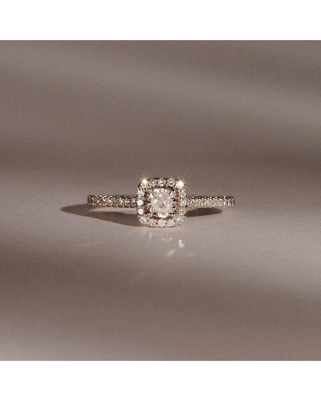 The Diamond Store Metallic Masami Lab Diamond Halo Engagement Ring 0.25Ct Pave Set