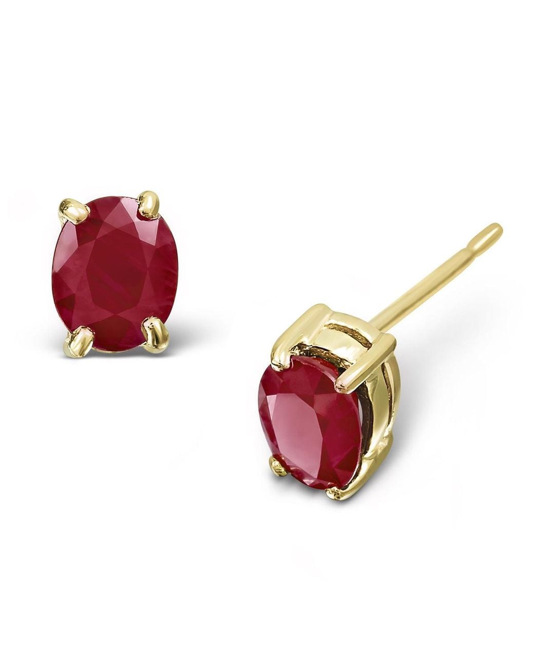 The Diamond Store Red Ruby 5 X 4Mm 18K Earrings