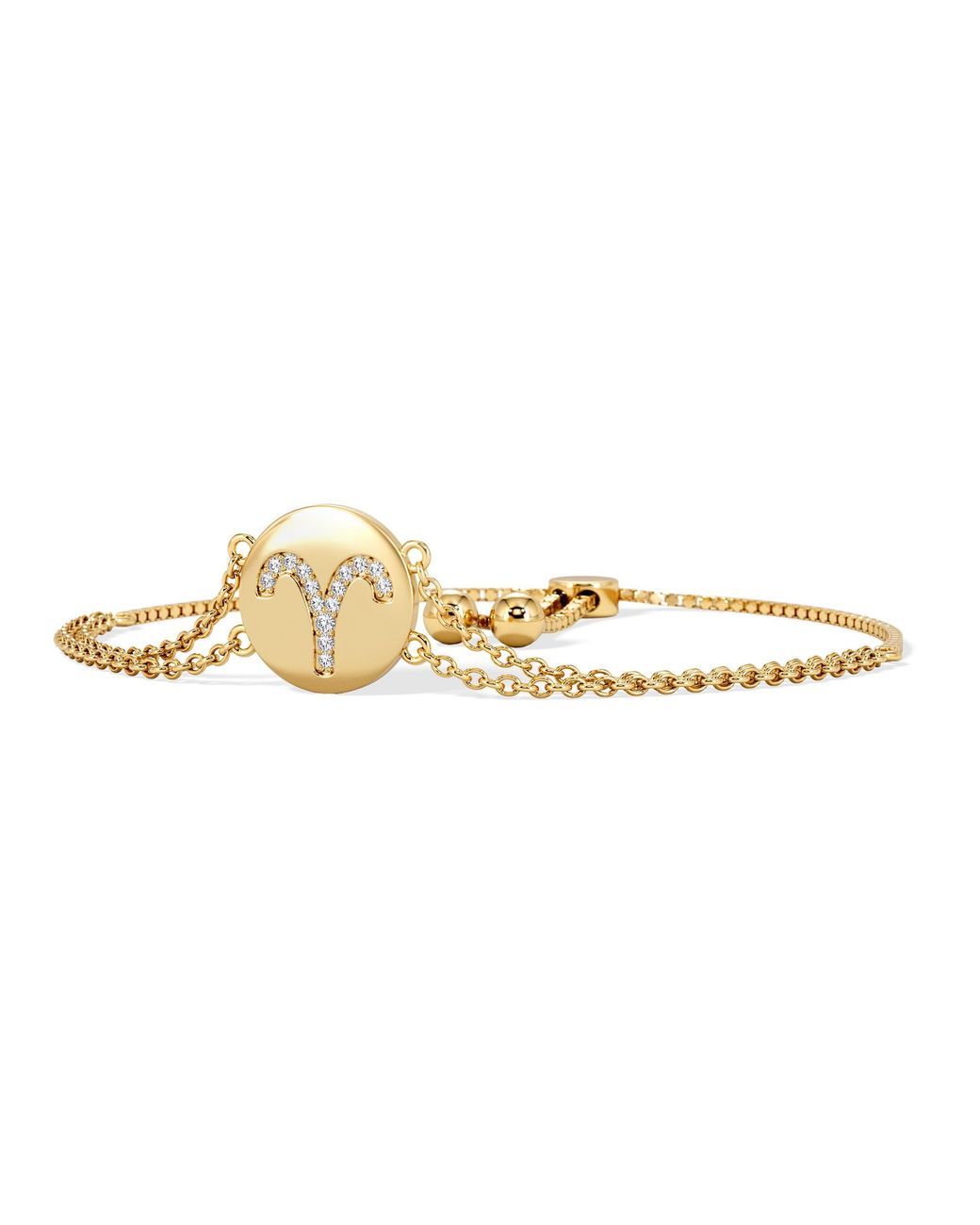 The Diamond Store Metallic Astrology Aries 0.07Ct Lab Grown Diamond Adjustable Medallion Bracelet 18K Vermeil