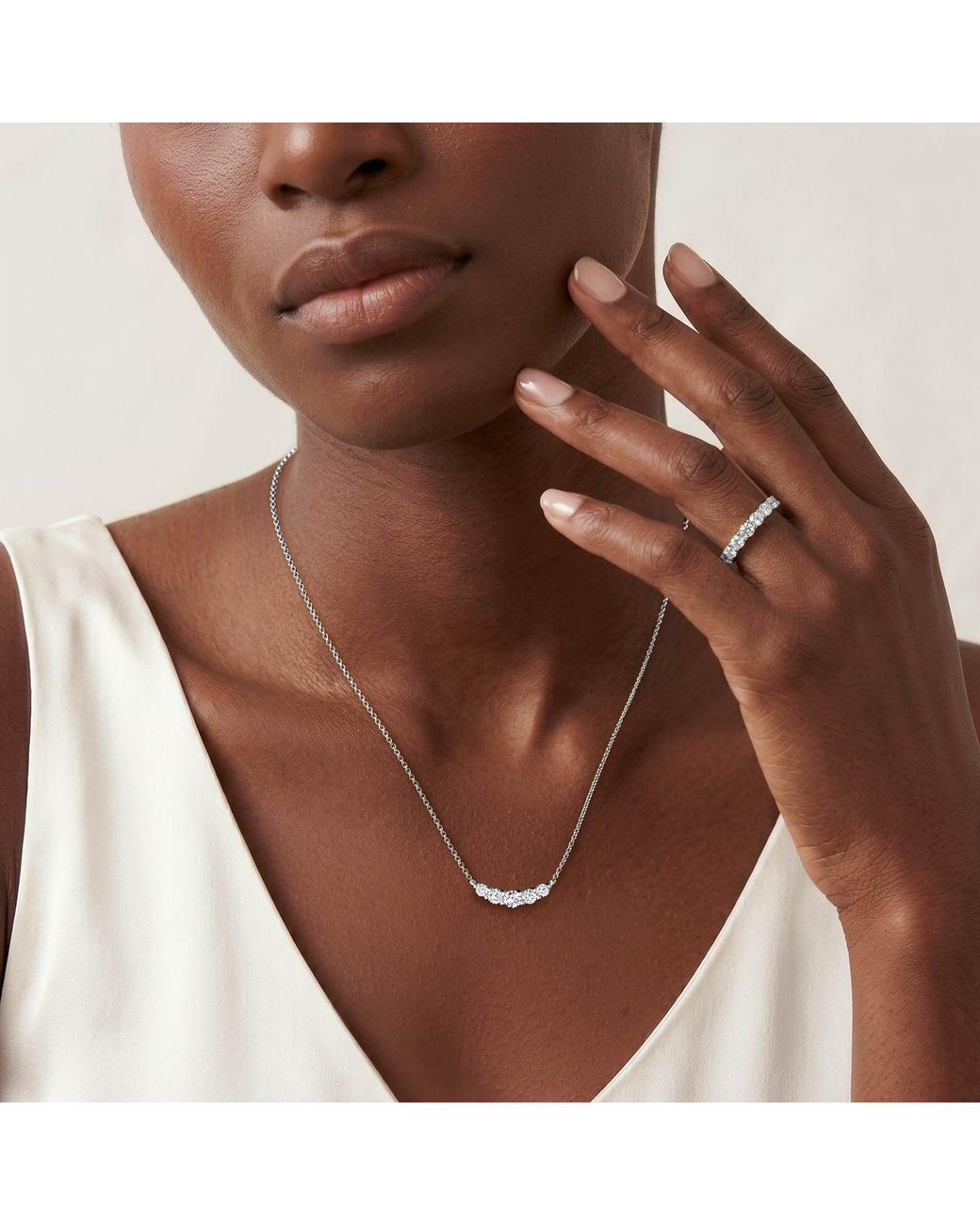 The Diamond Store Metallic Legacy 1.00Ct Round Cut Lab Diamond Necklace