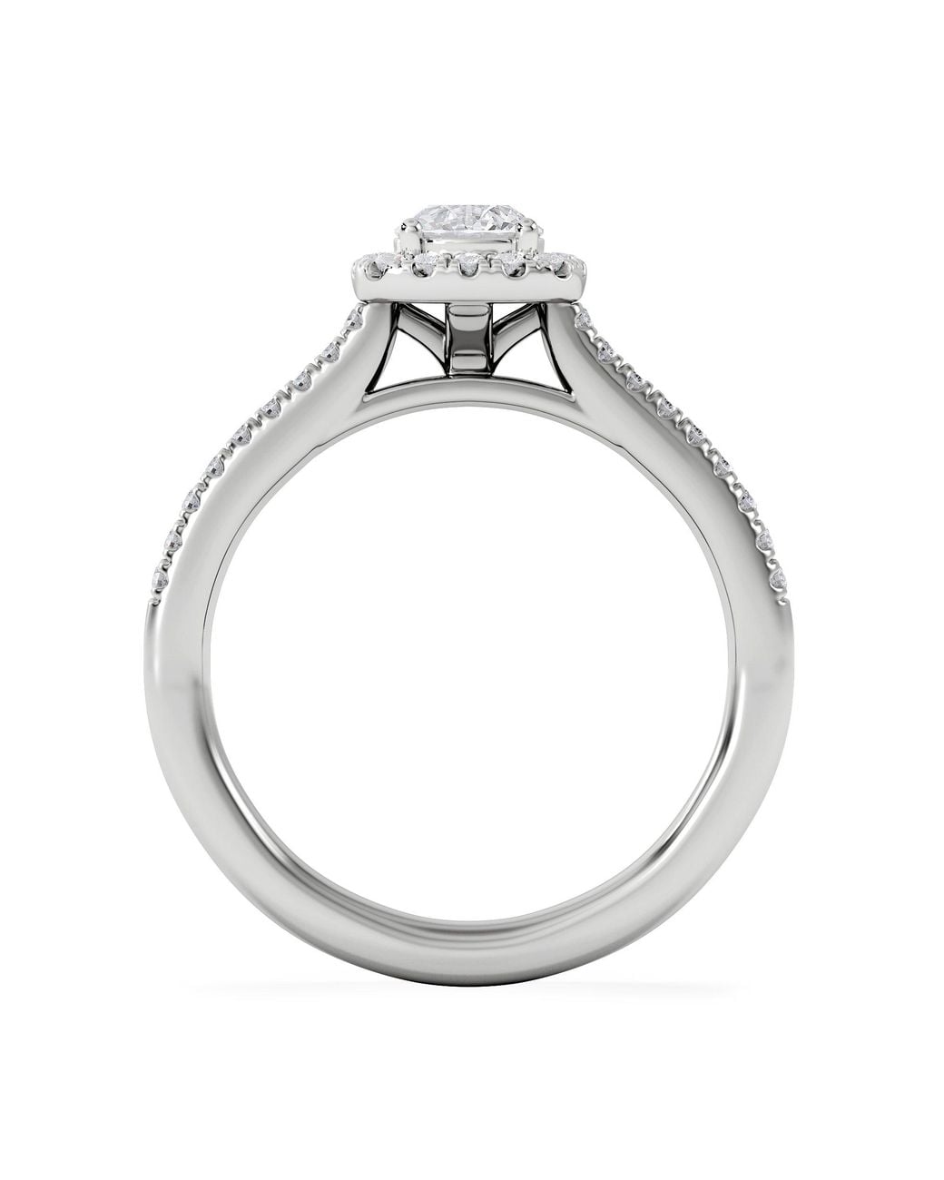 The Diamond Store White Lumia Round Cut Lab Diamond Halo Ring 0.70Ct F/Vs
