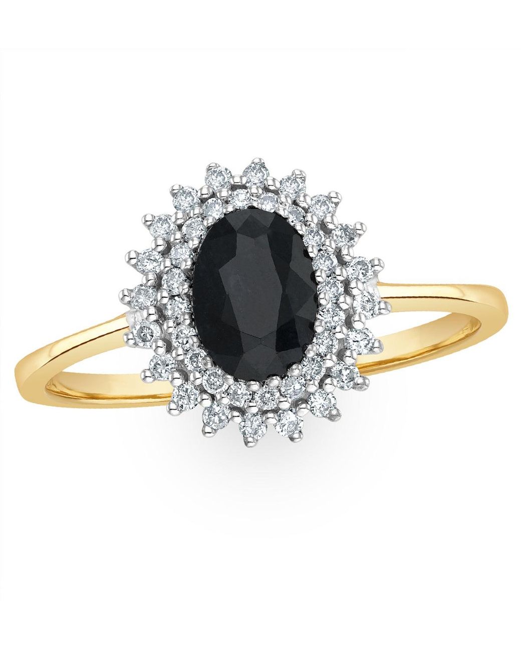 The Diamond Store Metallic Sapphire 7 X 5Mm And Diamond 9K Ring