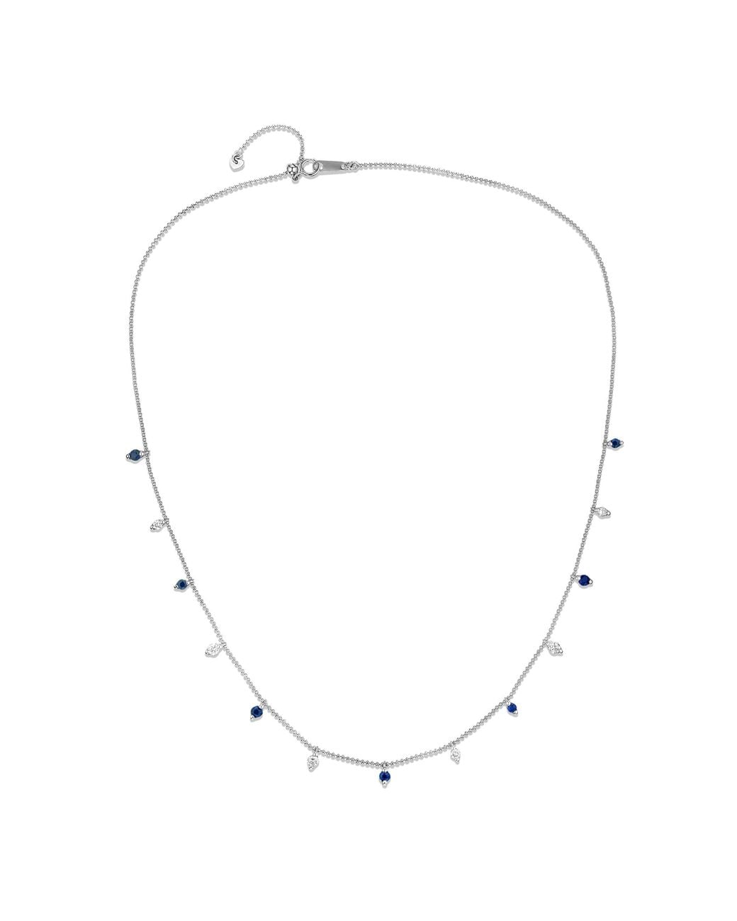 The Diamond Store Metallic 0.4 Ct Lab Grown Sapphire & 0.18 Ct Lab Grown Diamond Necklace