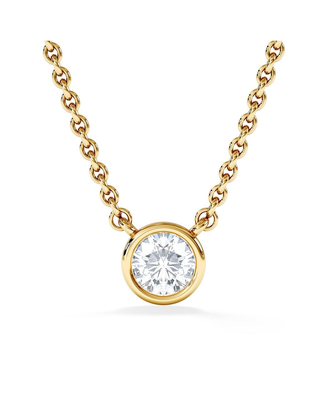 The Diamond Store Metallic 0.25 Ct Horizon Round Cut Lab Grown Diamond Solitaire Necklace