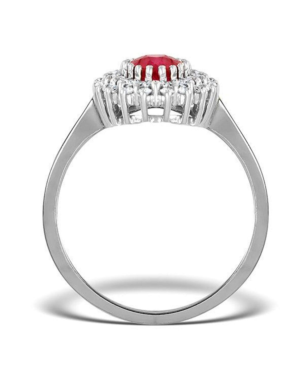 The Diamond Store White Ruby 7 X 5Mm And Diamond 9K Ring