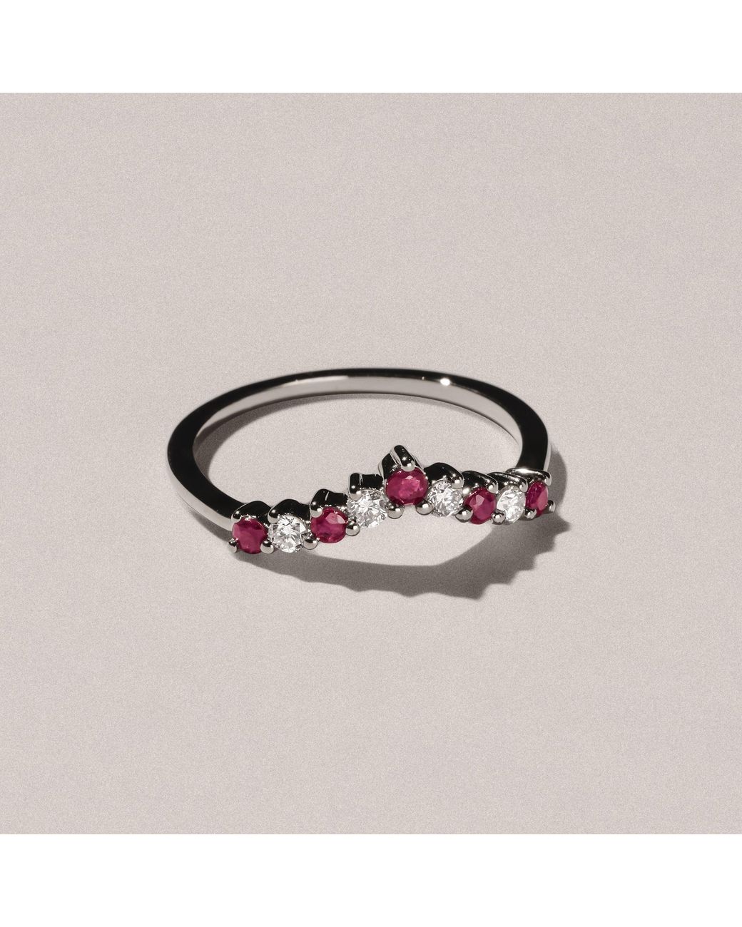 The Diamond Store Pink Starlit Ruby And Lab Diamond Wishbone Ring